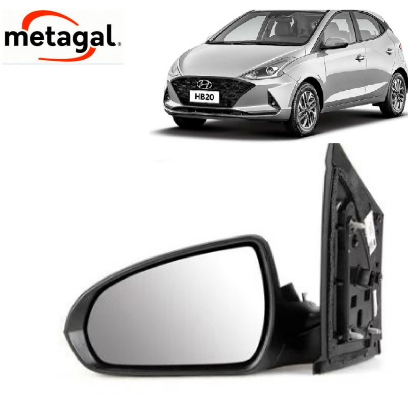 ESPELHO RETROVISOR ESQ 87610R1030 RCZE37CE METAGAL HYUNDAI HB20 (2020 A 2022)