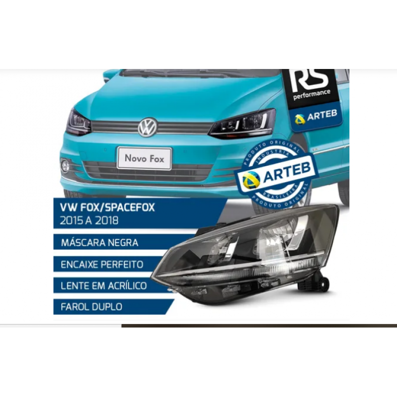 FAROL ESQUERDO 0160829 SPACEFOX MASCARA NEGRA FRISO CROMADO FOCO DUPLO