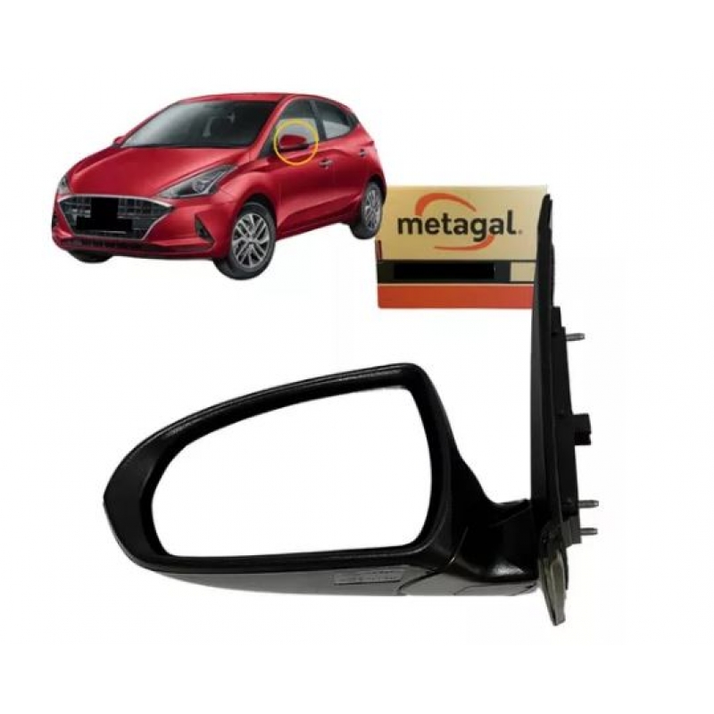 ESPELHO RETROVISOR DIR 87620R1020 METAGAL HYUNDAI HB20 (2020 A 2022)