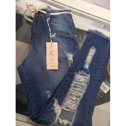 CALCA JEANS FEMININA CIGARRETE CÓS DESFIADO  EMPORIO