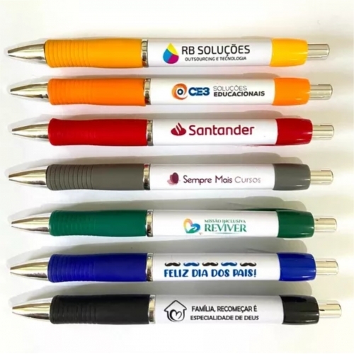 CANETA PLASTICA PERSONALIZADA - AZUL