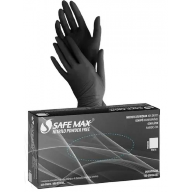 LUVA SAFE MAX NITRILO POWDER FREE M 100UN. SUPERMAX