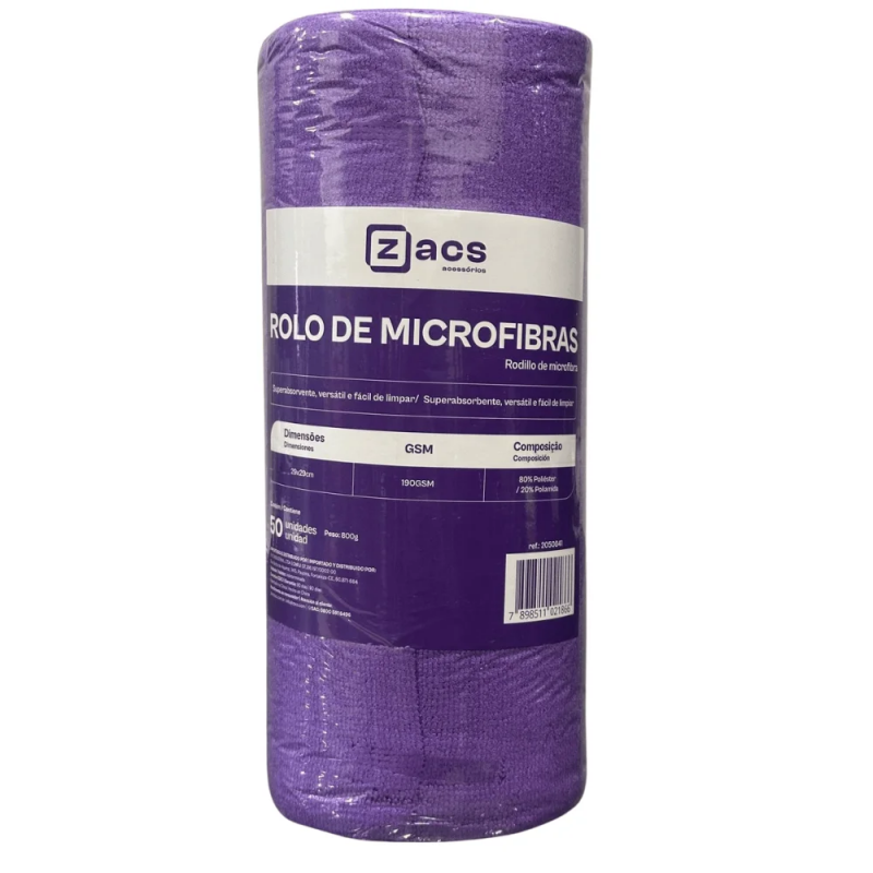 ROLO DE MICROFIBRA 29X29CM 190GSM ZACS