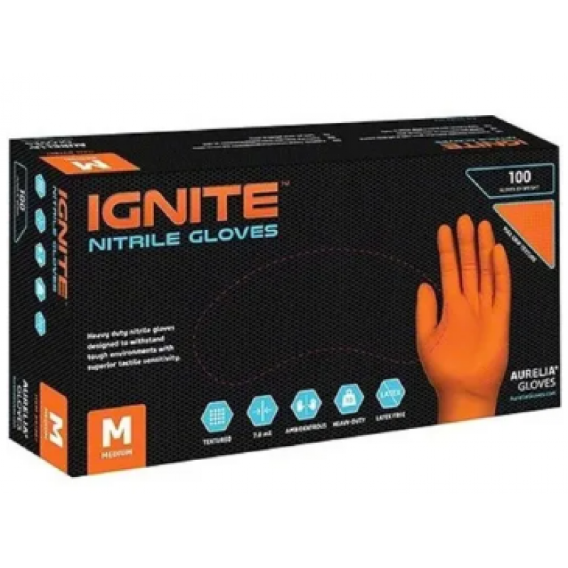 LUVA IGNITE NITRILO POWDER FREE M(7) 100UN. SUPERMAX