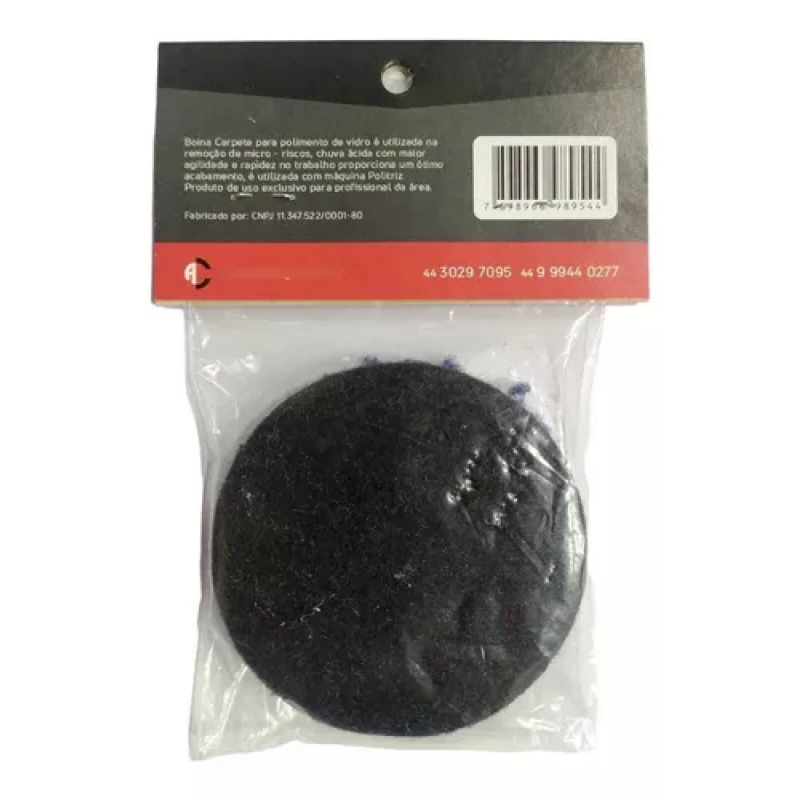 BOINA DE CARPETE PARA POLIMENTO DE VIDRO 3POL AUTO CRAZY