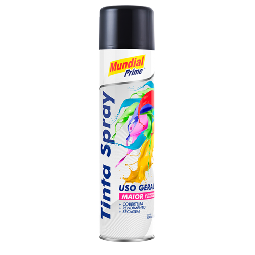 TINTA SPRAY PRETO BRILHANTE MUNDIAL PRIME 400ML