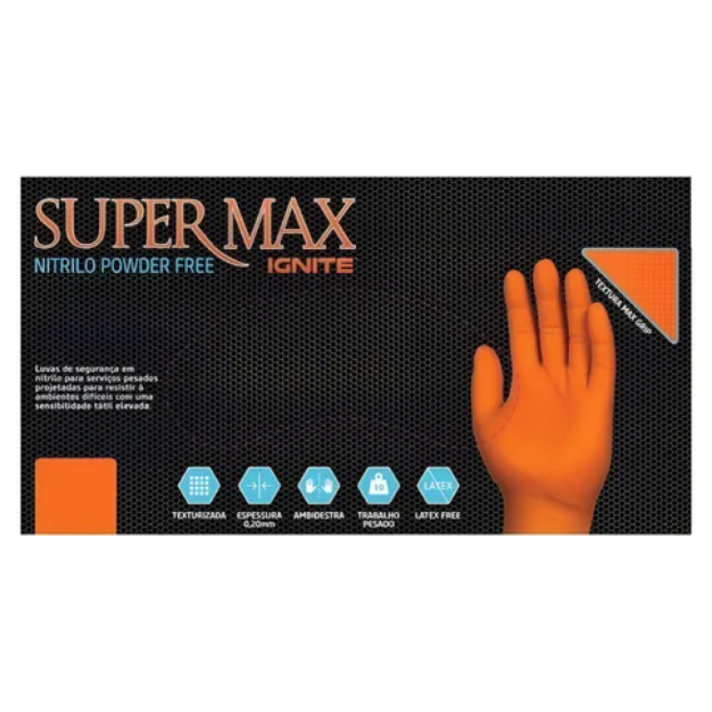 LUVA IGNITE NITRILO POWDER FREE GG(9) 100UN. SUPERMAX