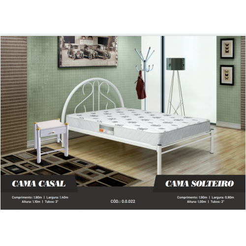 CAMA SOLTEIRO TUBOLAR 022/0,90/BRANCO