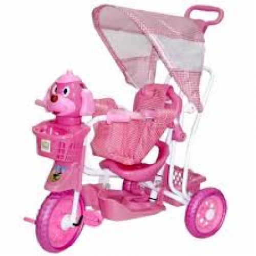 TRICICLO GANGORRA CABECA CACHORRO ROSA