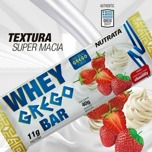WHEY GREGO BAR MORANGO C/CHANTILLY (40G) NUTRATA