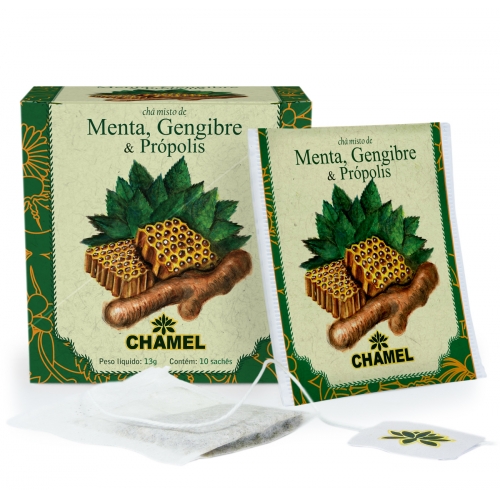 CHA DE MENTA C/ GENGIBRE E PROPOLIS (10 SACHES) CHAMEL