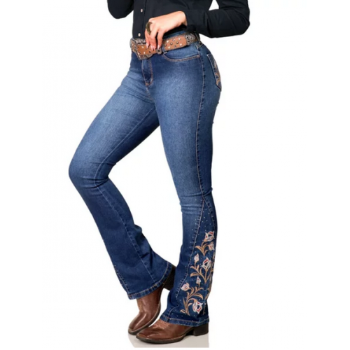 CALÇA FEMININA - BILL WAY COM BORDADO E BRILHO NA BARRA