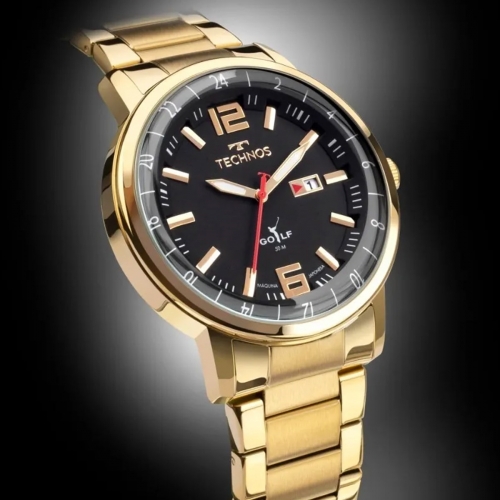 RELOGIO TECHNOS MASCULINO DOURADO GOLF