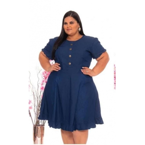 VESTIDO JEANS PLISADO PLUS SIZE