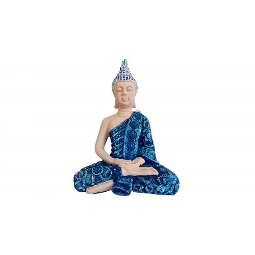 Estatua Buda gesso azul - maciça